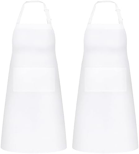 NLUS 2 Pack White Aprons with 2 Pockets by NLUS