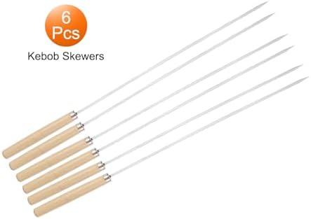 HARFINGTON 6pcs Metal Kebob Skewers 13" 3.3mmx0.8mm Stainless Steel Flat Sticks - Image 3