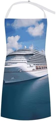 Cruise Ships Bib Apron with 2 Pockets by Unknown