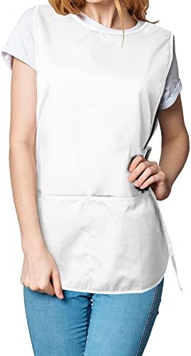 DALIX Cobbler Apron 2 Pockets Smock Regular 28.5" x 18.5" White - Image 5