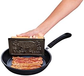 HIC Kitchen Bacon Press, Heavyweight Cast Iron, Rectangular - Image 2