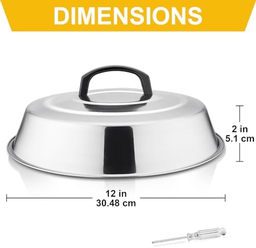 Leonyo 12IN Stainless Steel Griddle Basting Cover Melting Dome, 2 Pack - Image 2