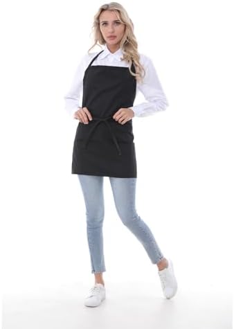 Chef Aprons for Women with 3 Pockets, Kitchen Work Apron for Cooking, Cotton - Image 4