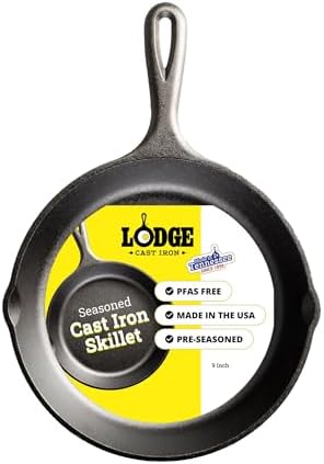 Lodge Pre-Seasoned Cast Iron Skillet, 9 Inches by Lodge