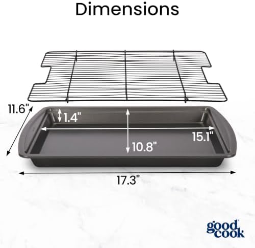GoodCook Nonstick Carbon Steel Baking Pan & Raised Wire Rack, 15x10.5-Inch - Image 2
