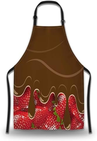 Kitchen Apron for Men Strawberry and Chocolate Pinafore Aprons for Women for by Unknown