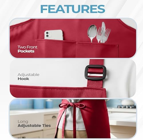 Utopia Kitchen Bib Aprons 4 Pack Adjustable - Image 4