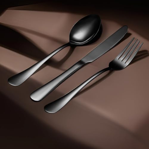 Black Forks Silverware Set Of 6 Pieces, Stainless Steel Forks, Mirror Polished - Image 5