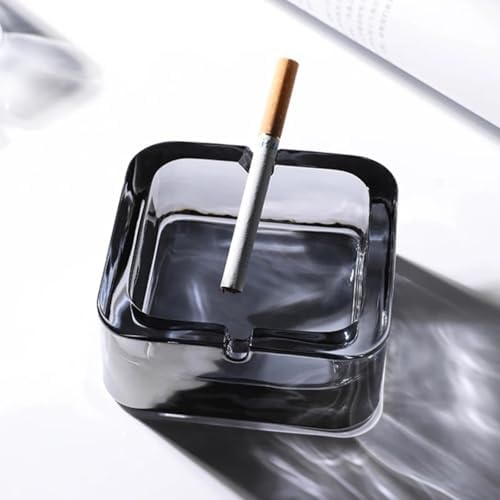 Ashtray for Cigarettes, Square Crystal Glass Ashtrays, Classic Design Home by Mairuker