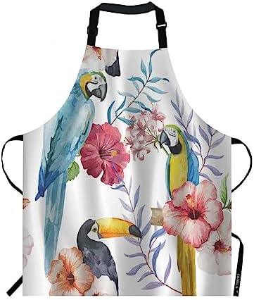 EKOBLA Bird Aprons Watercolor Flower Print Animal Parrot Branches Beautiful by EKOBLA