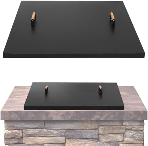 Fire Pit Lid Square 34", Heat Resistant Metal Firepit Cover by Permade