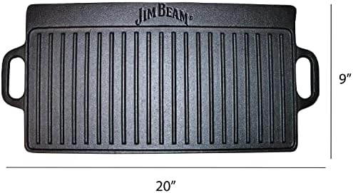 Jim Beam Pre Seasoned Heavy Duty Construction Double Sided Cast Iron Griddle Pan - Image 5