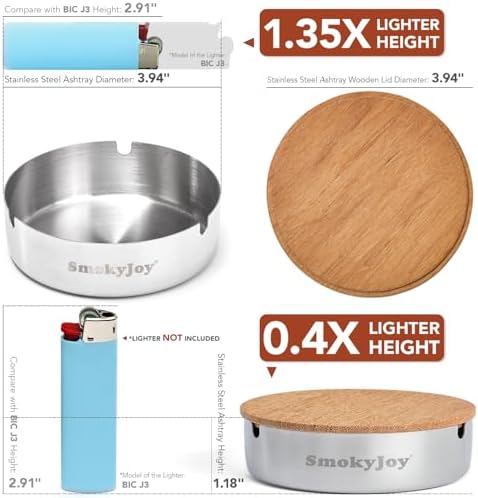 Outdoor Ashtray with Lid, 2 Pack Stainless Steel Ash Tray - Image 7