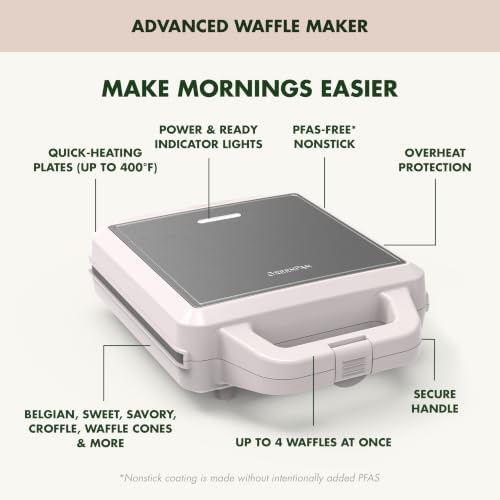 GreenPan Advanced Waffle Maker, 4-Square Belgian & Classic Waffle Maker - Image 7