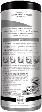 Weiman Stainless Steel Cleaner & Polisher, 30 Ct Wipes, Kitchen Appliance - Image 2