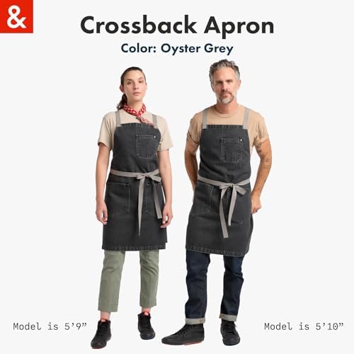 hedley & bennett Crossback Chef Apron, Pockets & Towel Loop, Oyster Gray - Image 6
