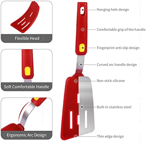 Silicone Spatula Turner Heat Resistant 600°F 3 Piece Set Non Scratch Flexible - Image 5