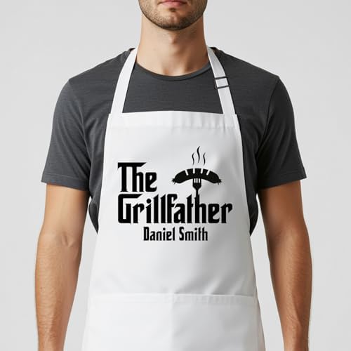 Custom Grill Master Aprons for Men, Mens Grilling Gifts for Fathers Day - Image 2