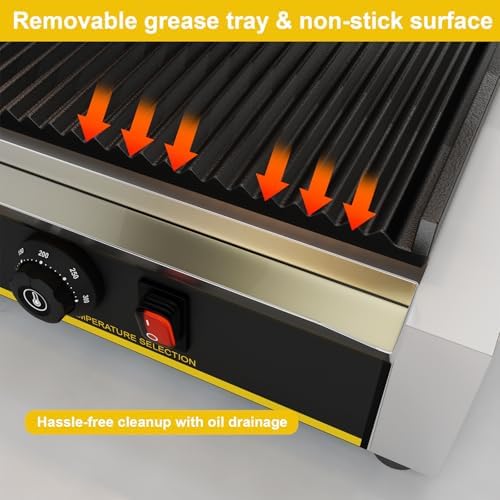 Commercial Panini Press Grill, 1800W Electric Sandwich Panini Maker - Image 5