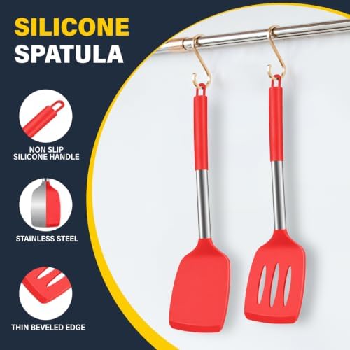 2 Pack Silicone Spatula Set, Solid & Slotted Turner - Image 6