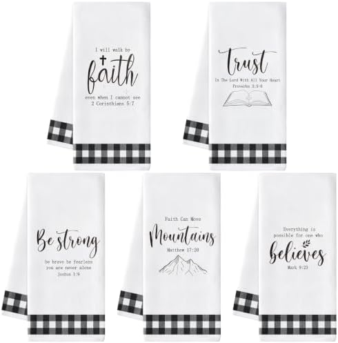 R HORSE 5 Pack Religious Christian Kitchen Dish Towels by RHORSE