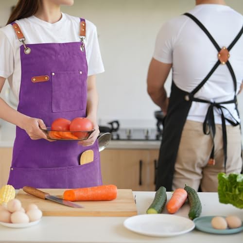 Aoomzoon Canvas Aprons for Men Women, Heavy Duty BBQ Apron - Image 5