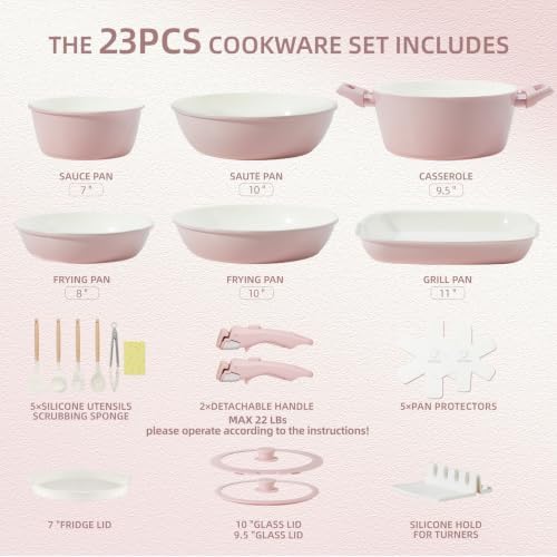BECIGAR 23pcs Ceramic Pots and Pans Set - Image 2