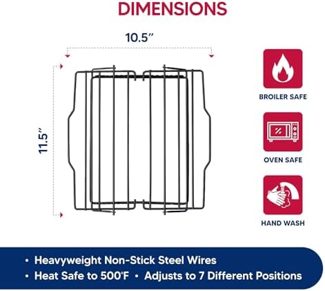 HIC Kitchen Roasting Adjustable Baking Rack, Nonstick-Coated Steel, Adjusts to - Image 4
