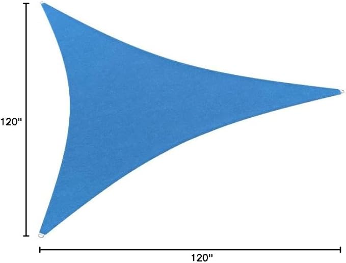 WINDSCREEN4LESS 10' x 10' x 10' Sun Shade Sail UV Block Fabric Canopy in Blue - Image 9