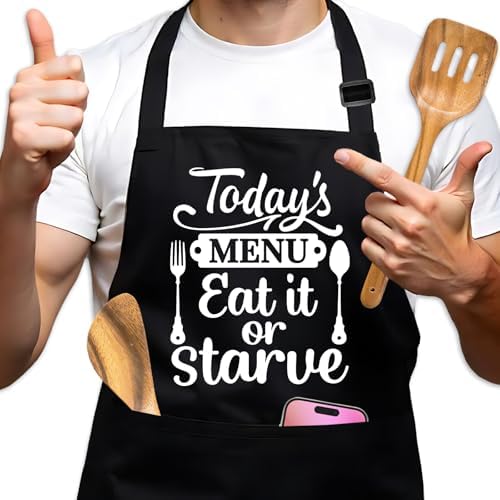 Funny Aprons for Women Men, Adjustable Black Grilling Cooking Baking Apron by Unknown