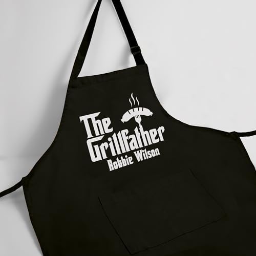 Custom Grill Master Aprons for Men, Mens Grilling Gifts for Fathers Day - Image 4