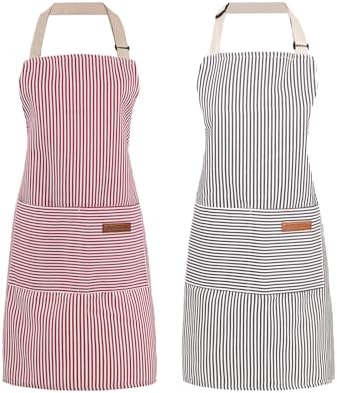 2 Pack Cooking Aprons Adjustable Bib Apron by ARBINSON
