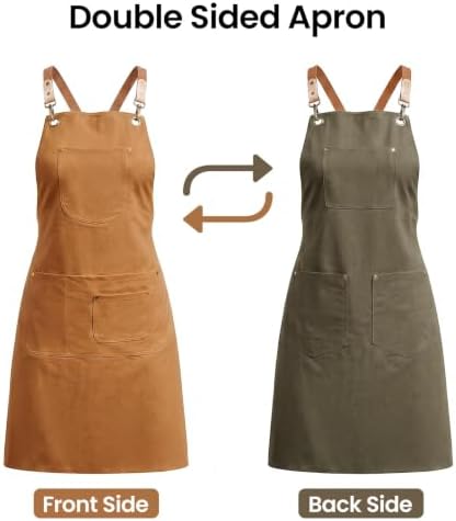 Double Sided Cross Back Chef Apron - Image 2