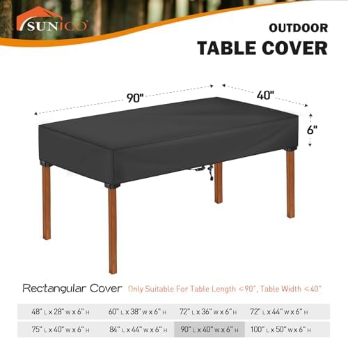 SUNICO Outdoor Table Covers Rectangle Waterproof - Image 2