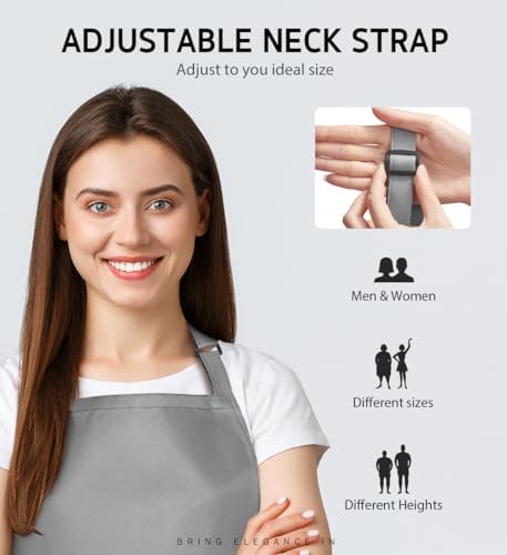 Syntus Apron for Men Women, Adjustable Cooking Kitchen Apron - Image 3