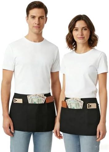 BOHARERS Cotton Server Aprons 2 Pack Waiter Waitress Apron Short Apron - Image 3