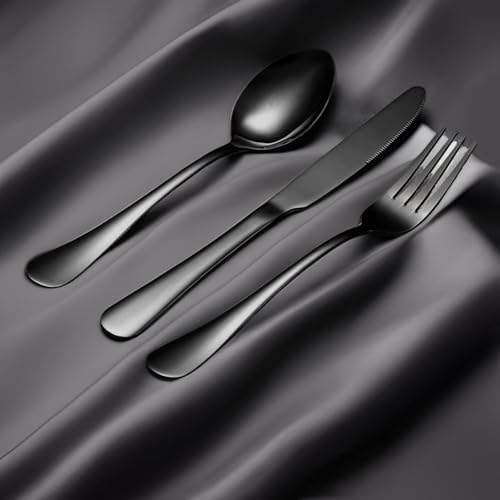 20 Pcs Black Silverware Set, Stainless Steel Flatware Set - Image 3