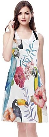 EKOBLA Bird Aprons Watercolor Flower Print Animal Parrot Branches Beautiful - Image 2