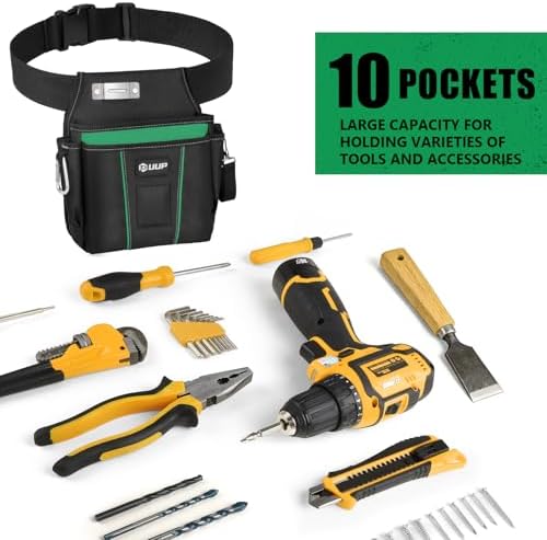 UUP Tool Belt for Men, 10 Pockets Magnetic Tool Pouch Heavy Duty Toolbelt - Image 6