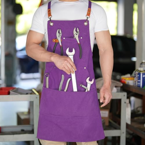 Aoomzoon Canvas Aprons for Men Women, Heavy Duty BBQ Apron - Image 7