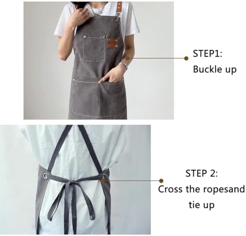 Aprons For Women Men With Pockets 2 Pcs, Kitchen Waterproof Hair Stylist Linen - Image 5