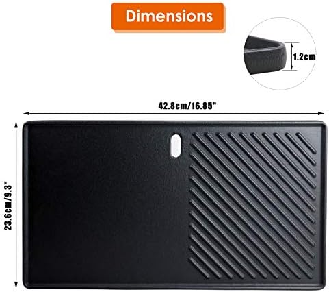 Uniflasy Cast Iron Reversible Grill Stove Top Griddle Pan 16 7/8" Skillet Flat - Image 2
