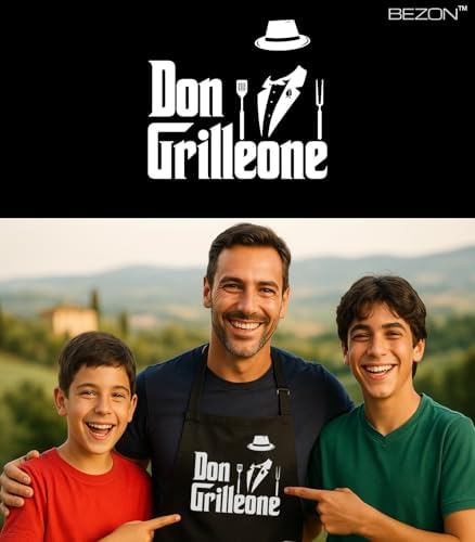 BEZON Funny Grill Apron for Men – Beer Can Style Packaging – Heavy-Duty - Image 4