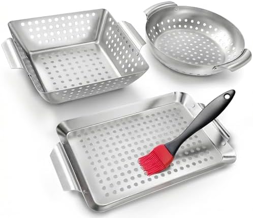 3 Piece Stainless Steel Grill Basket Set by Unknown