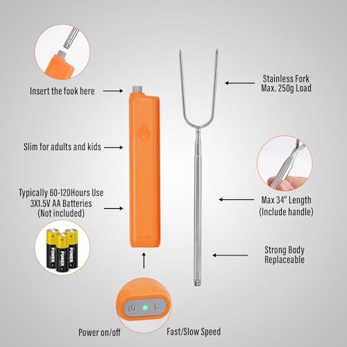 derYEP Electric Roasting Stick, Automatic Rotate BBQ Fork - Image 4