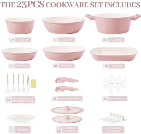Ceramic Cookware Set Non Stick 23Pcs Pots and Pans Set Non Toxic - Image 2