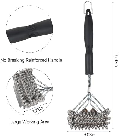 18" BBQ Grill Brush with Wide Scraper - Image 2