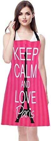 EKOBLA Keep Calm And Love Paris Aprons Eiffel Tower Heart Stripe Beauty Style - Image 2