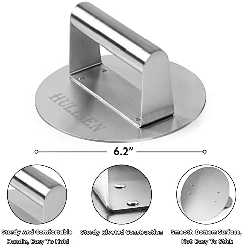 HULISEN 9" Cheese Melting Dome & 6.2" Smashed Burger Press Kit - Image 3