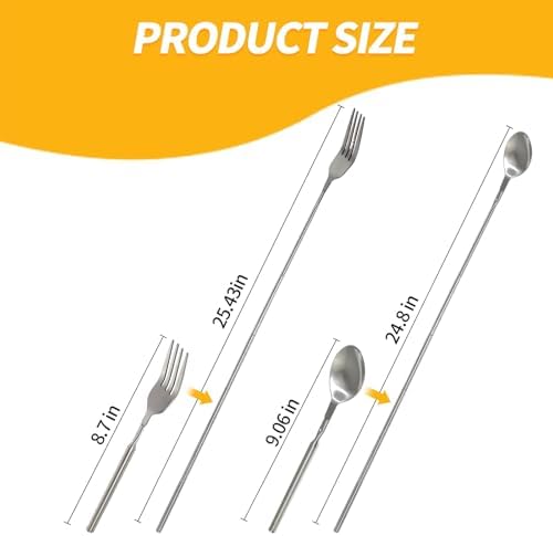 2 PCS Extendable Fork and Spoon Set, 8.7 to 25.4 Inch Expandable fork prank - Image 2